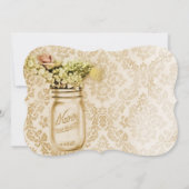 vintage damast westerse bloem mason pot trouw kaart (Achterkant)