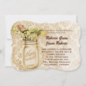 vintage damasten westerse bloempot-huwelijk kaart (Voorkant)