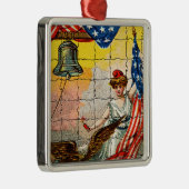 Vintage Dame, Adelaar, Vlag en Liberty Bell Mozaïe Metalen Ornament (Rechts)