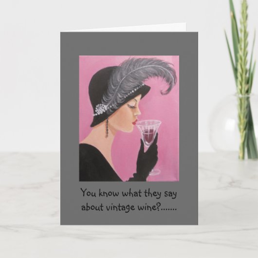 Vintage Dame Birthday Card Kaart (Voorkant)