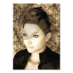 Vintage Dame Foto Afdruk