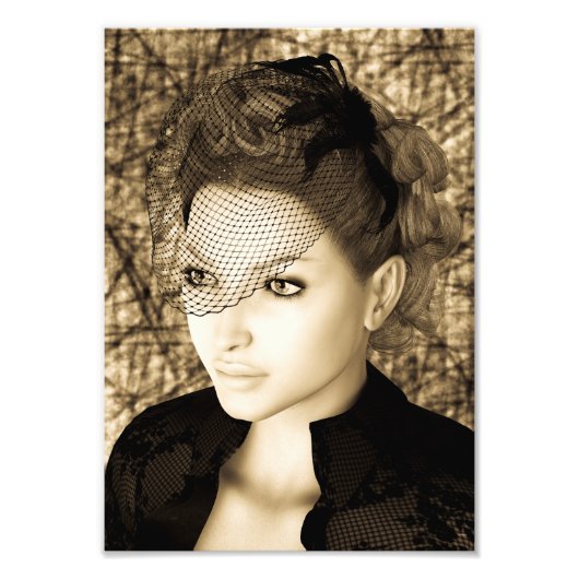 Vintage Dame Foto Afdruk (Voorkant)