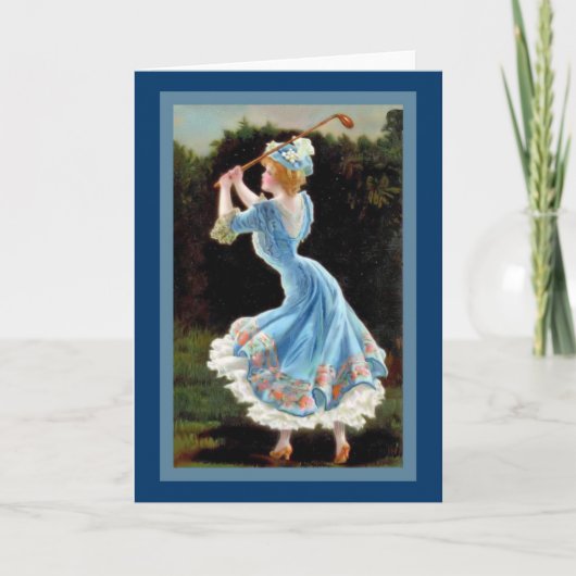 Vintage Dame Golfing Kaart (Voorkant)