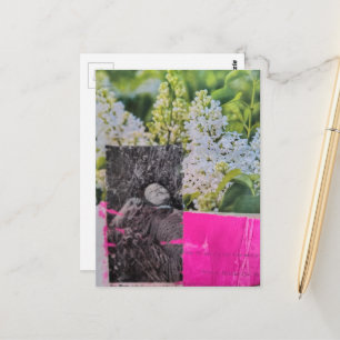 Vintage Dame in Bloemen Collage Briefkaart