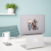 Vintage Dame Kust Sasquatch Sticker (Laptop op bureau)