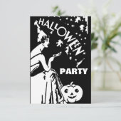 Vintage dame met masker Halloween Kaart (Staand voorkant)