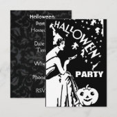 Vintage dame met masker Halloween Kaart (Voorkant / Achterkant)