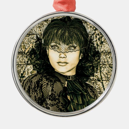 Vintage Dame Metalen Ornament (Voorkant)