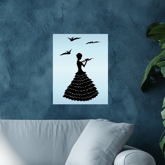 Vintage dame silhouet liefdesbrief duiven poster