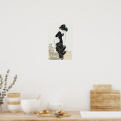 Vintage dame van mode, haute couture bontjas poster (Keuken)