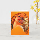 Vintage dame, verjaardag kaart (Gele Bloem)