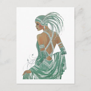 Vintage Dames Going Green Kunstprint Briefkaart