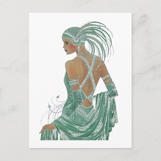 Vintage Dames Going Green Kunstprint Briefkaart (Voorkant)