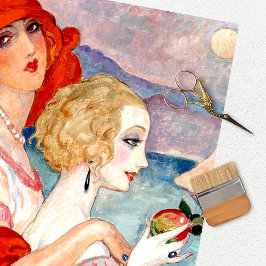 Vintage Dames Rode Jurk Hoed Tissuepapier