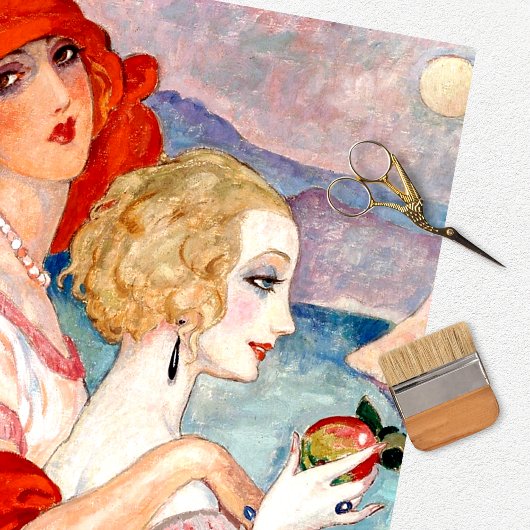 Vintage Dames Rode Jurk Hoed Tissuepapier