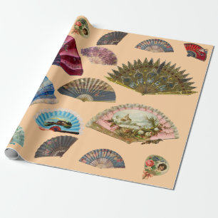 Vintage dames victoriaanse handwaaiers  cadeaupapier