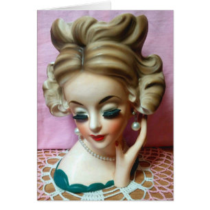 Vintage Dameshoofdvaas Miss New York Chic Kaart