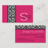 vintage; damesmonogram visitekaartje (Voorkant / Achterkant)