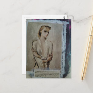 Vintage Damesportret Mixed Media Collage Briefkaart