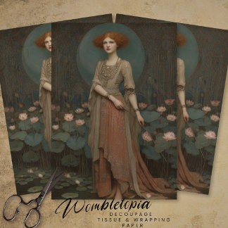 Vintage Dameswaterlelie Decoupage Vloeipapier Tissuepapier