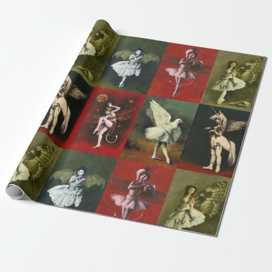 Vintage Dancing Imps Wrapping Paper Cadeaupapier (Uitgerold)