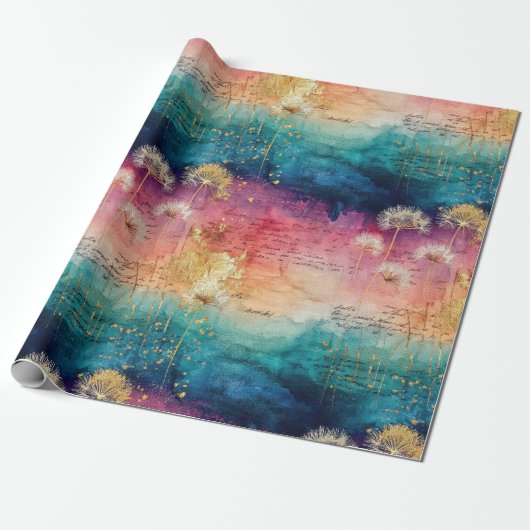 Vintage Dandelion Abstract Pattern (1) Cadeaupapier (Uitgerold)