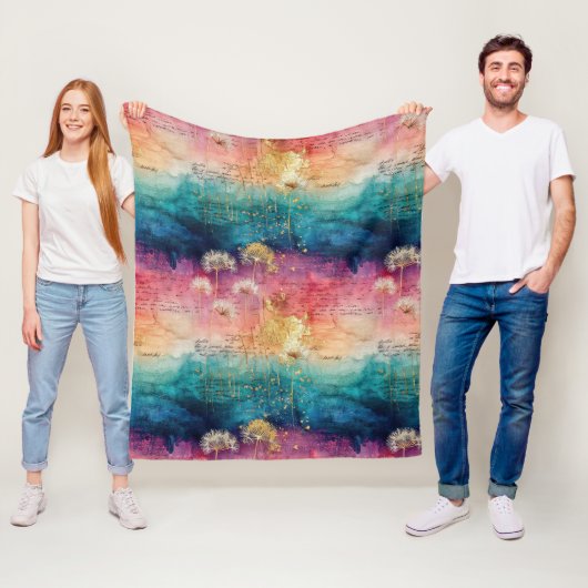 Vintage Dandelion Abstract Pattern (1) Fleece Deken (In situ)