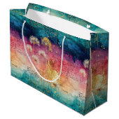 Vintage Dandelion Abstract Pattern (1) Groot Cadeauzakje (Achterkant Gekanteld)