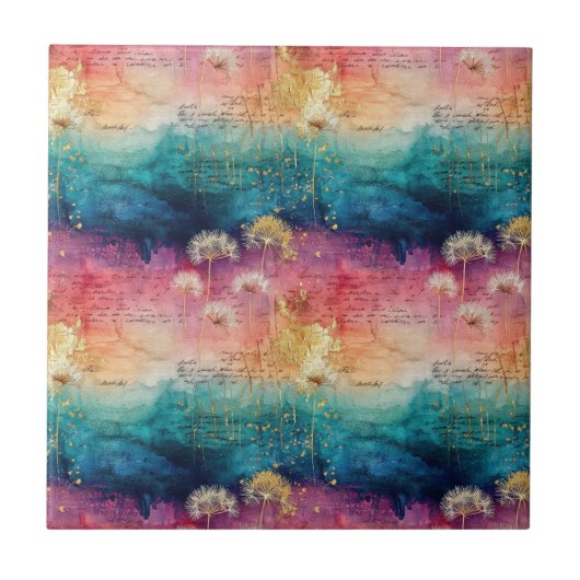 Vintage Dandelion Abstract Pattern (1) Tegeltje (Voorkant)