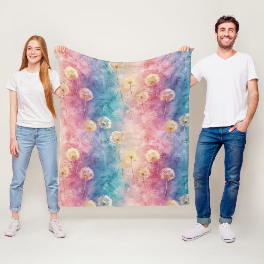 Vintage Dandelion Abstract Pattern (3) Fleece Deken (In situ)