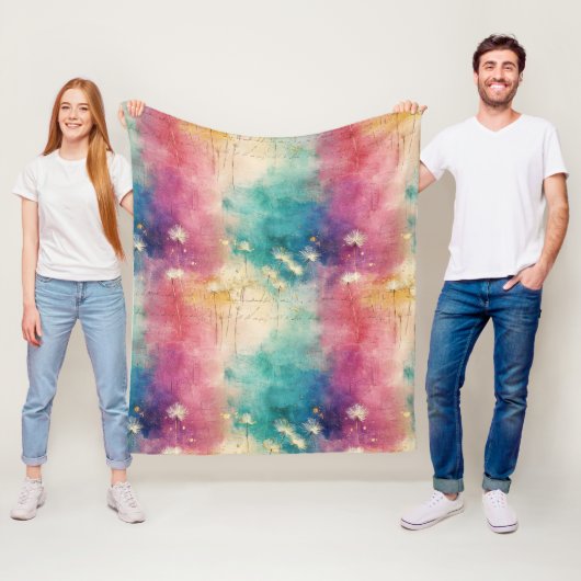 Vintage Dandelion Abstract Pattern (4) Fleece Deken (In situ)