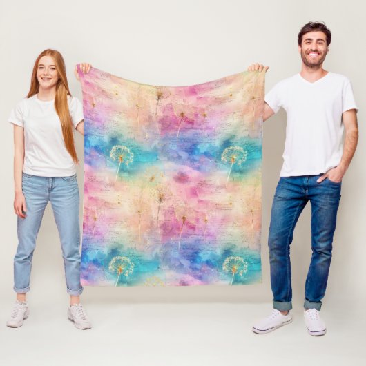 Vintage Dandelion Abstract Pattern (7) Fleece Deken (In situ)