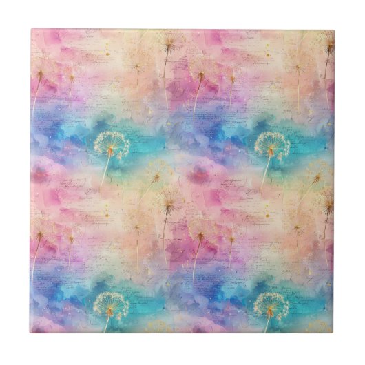 Vintage Dandelion Abstract Pattern (7) Tegeltje (Voorkant)