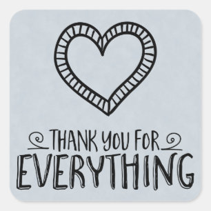 Vintage Dank Je Wel Liefde Hart Blauw Huwelijk Vierkante Sticker