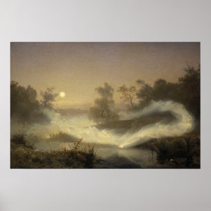 Vintage dansende feeën door August Malmström Poster
