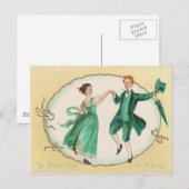Vintage dansende St. Patrick's Day kaart (Voorkant / Achterkant)