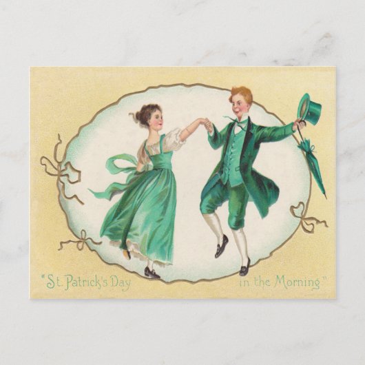 Vintage dansende St. Patrick's Day kaart (Voorkant)