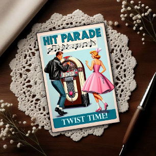 Vintage dansfeest uit de jaren 50 briefkaart