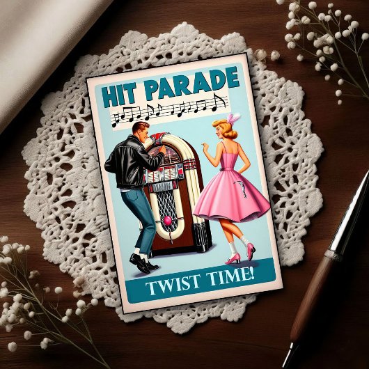 Vintage dansfeest uit de jaren 50 briefkaart