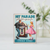 Vintage dansfeest uit de jaren 50 briefkaart (Staand voorkant)