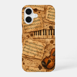 Vintage Dark Academia Esthetische Patronen iPhone 16 Hoesje