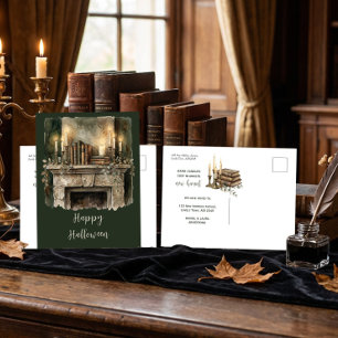 Vintage Dark Academia Haard Nieuwe Schuilplaats Ve Aankondigingskaart