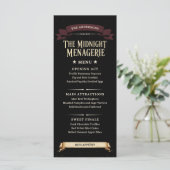 Vintage Dark Circus Halloween-feest Menu (Staand voorkant)