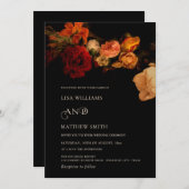  Vintage Dark Moody Painted Flowers  Wedding Kaart (Voorkant / Achterkant)