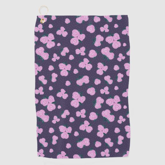 Vintage dark purple florals golfhanddoek (Voorkant)