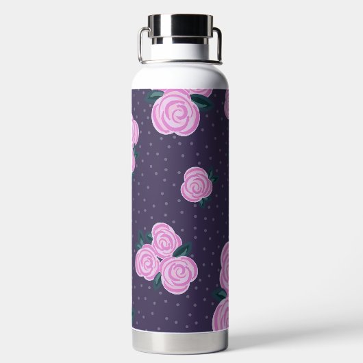 Vintage dark purple florals waterfles (Achterkant)