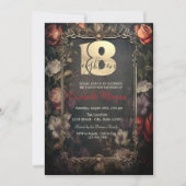 Vintage Dark Rose Gotische 18e Verjaardag Kaart (Voorkant)