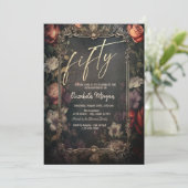 Vintage Dark Roses Gotisch 50ste Verjaardag Kaart (Staand voorkant)
