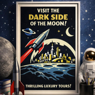 Vintage Dark Side of Moon Poster Art Deco Reizen