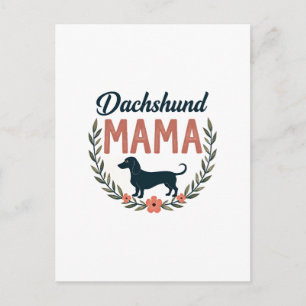 Vintage Daschund Mama Bloemige Hond Liefhebber Vec Briefkaart